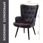 Fauteuil d'appoint moderne, fauteuil à oreilles capitonné en velours avec accoudoirs pour bureau à domicile/salon/chambre à coucher