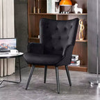 Fauteuil d'appoint moderne, fauteuil à oreilles capitonné en velours avec accoudoirs pour bureau à domicile/salon/chambre à coucher