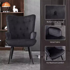 Fauteuil d'appoint moderne, fauteuil à oreilles capitonné en velours avec accoudoirs pour bureau à domicile/salon/chambre à coucher