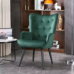 Fauteuil d'appoint moderne, fauteuil à oreilles capitonné en velours avec accoudoirs pour bureau à domicile/salon/chambre à coucher