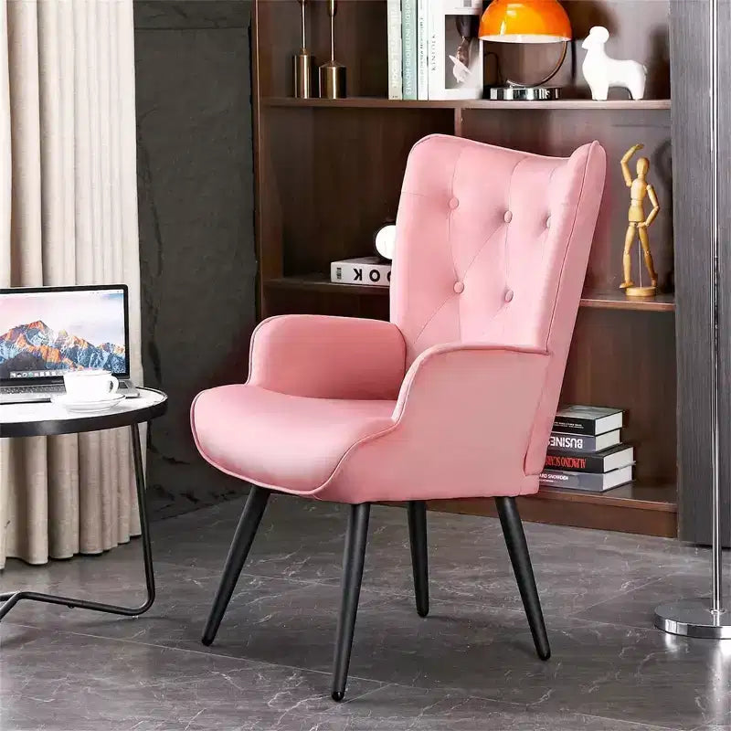 Fauteuil d'appoint moderne, fauteuil à oreilles capitonné en velours avec accoudoirs pour bureau à domicile/salon/chambre à coucher
