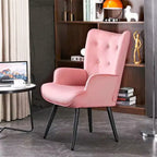 Fauteuil d'appoint moderne, fauteuil à oreilles capitonné en velours avec accoudoirs pour bureau à domicile/salon/chambre à coucher