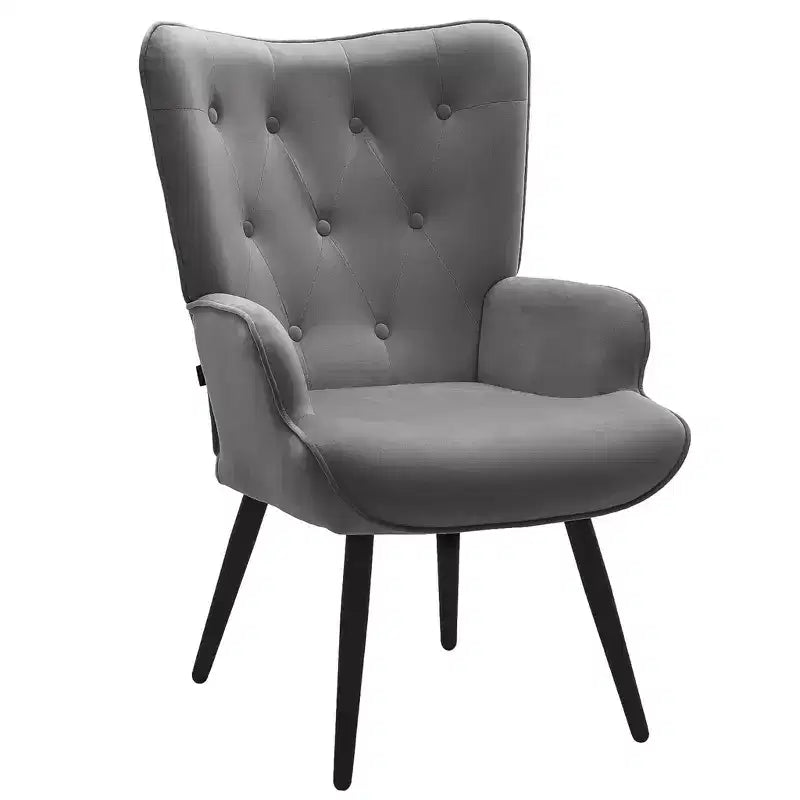 Fauteuil d'appoint moderne, fauteuil à oreilles capitonné en velours avec accoudoirs pour bureau à domicile/salon/chambre à coucher