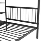 Lit superposé en métal une place et demie sur une place, lit mezzanine en L avec bureau et étagères intégrés