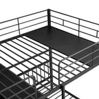 Lit superposé en métal une place et demie sur une place, lit mezzanine en L avec bureau et étagères intégrés