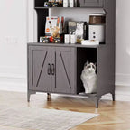 Meuble cache-litière grande taille pour chat avec 3 étagères ouvertes, maisonnette pour animal de compagnie de style rustique avec meuble de rangement et tapis à gratter