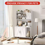 Meuble cache-litière grande taille pour chat avec 3 étagères ouvertes, maisonnette pour animal de compagnie de style rustique avec meuble de rangement et tapis à gratter