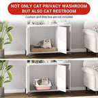 Meuble cache-litière grande taille pour chat avec 3 étagères ouvertes, maisonnette pour animal de compagnie de style rustique avec meuble de rangement et tapis à gratter