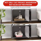 Meuble cache-litière grande taille pour chat avec 3 étagères ouvertes, maisonnette pour animal de compagnie de style rustique avec meuble de rangement et tapis à gratter