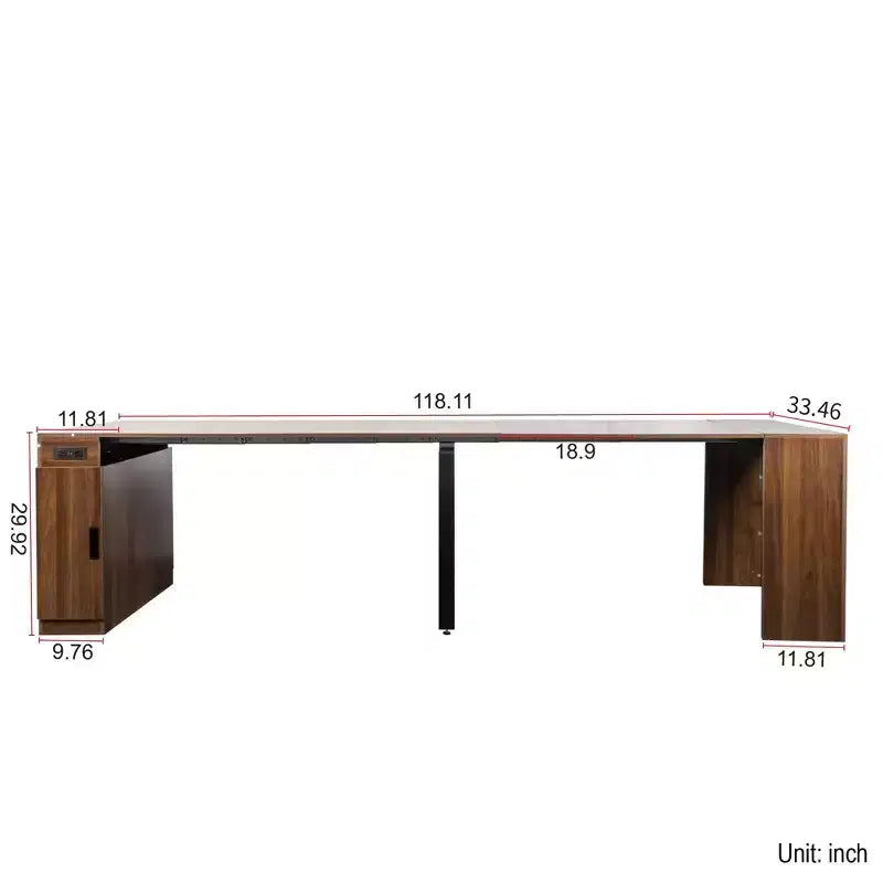 Table à manger extensible moderne 118IN, table de cuisine multifonctionnelle avec rangement, table pliante peu encombrante pour les fêtes, les réunions