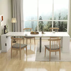 Table à manger extensible moderne 118IN, table de cuisine multifonctionnelle avec rangement, table pliante peu encombrante pour les fêtes, les réunions