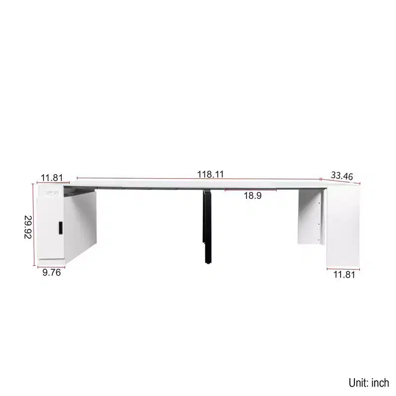 Table à manger extensible moderne 118IN, table de cuisine multifonctionnelle avec rangement, table pliante peu encombrante pour les fêtes, les réunions