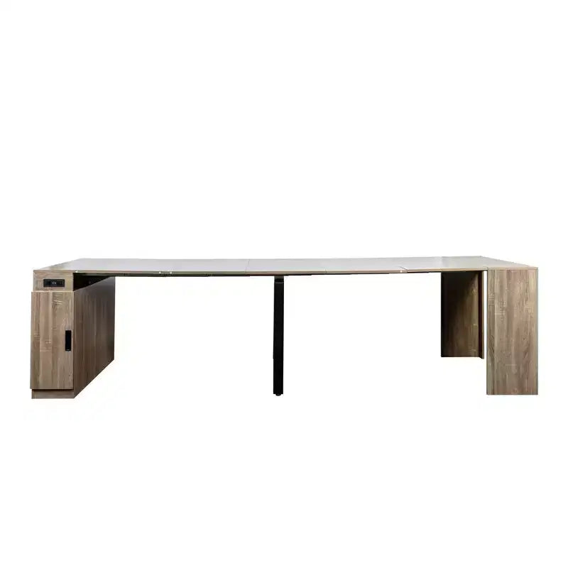 Table à manger extensible moderne 118IN, table de cuisine multifonctionnelle avec rangement, table pliante peu encombrante pour les fêtes, les réunions