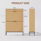 Meuble à chaussures de rangement pour entrée, meuble à chaussures basculant avec 2 tiroirs à abattant et panneau cannelé, étagère à chaussures étroite pour salon