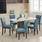 Lot de 2 chaises de salle à manger rembourrées avec garniture cloutée, chaises de salle à manger Parsons avec pieds en bois, chaises d'appoint en tissu pour la cuisine