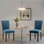 Lot de 2 chaises de salle à manger rembourrées avec garniture cloutée, chaises de salle à manger Parsons avec pieds en bois, chaises d'appoint en tissu pour la cuisine
