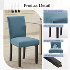Lot de 2 chaises de salle à manger rembourrées avec garniture cloutée, chaises de salle à manger Parsons avec pieds en bois, chaises d'appoint en tissu pour la cuisine