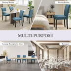 Lot de 2 chaises de salle à manger rembourrées avec garniture cloutée, chaises de salle à manger Parsons avec pieds en bois, chaises d'appoint en tissu pour la cuisine