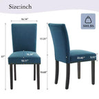 Lot de 2 chaises de salle à manger rembourrées avec garniture cloutée, chaises de salle à manger Parsons avec pieds en bois, chaises d'appoint en tissu pour la cuisine