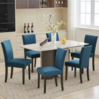 Lot de 2 chaises de salle à manger rembourrées avec garniture cloutée, chaises de salle à manger Parsons avec pieds en bois, chaises d'appoint en tissu pour la cuisine