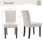 Lot de 2 chaises de salle à manger rembourrées avec garniture cloutée, chaises de salle à manger Parsons avec pieds en bois, chaises d'appoint en tissu pour la cuisine
