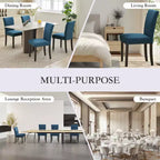 Lot de 2 chaises de salle à manger rembourrées avec garniture cloutée, chaises de salle à manger Parsons avec pieds en bois, chaises d'appoint en tissu pour la cuisine
