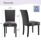 Lot de 2 chaises de salle à manger rembourrées avec garniture cloutée, chaises de salle à manger Parsons avec pieds en bois, chaises d'appoint en tissu pour la cuisine