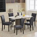 Lot de 2 chaises de salle à manger rembourrées avec garniture cloutée, chaises de salle à manger Parsons avec pieds en bois, chaises d'appoint en tissu pour la cuisine