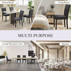 Lot de 2 chaises de salle à manger rembourrées avec garniture cloutée, chaises de salle à manger Parsons avec pieds en bois, chaises d'appoint en tissu pour la cuisine