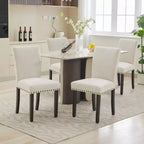 Lot de 2 chaises de salle à manger rembourrées avec garniture cloutée, chaises de salle à manger Parsons avec pieds en bois, chaises d'appoint en tissu pour la cuisine