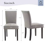 Lot de 2 chaises de salle à manger rembourrées avec garniture cloutée, chaises de salle à manger Parsons avec pieds en bois, chaises d'appoint en tissu pour la cuisine