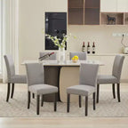 Lot de 2 chaises de salle à manger rembourrées avec garniture cloutée, chaises de salle à manger Parsons avec pieds en bois, chaises d'appoint en tissu pour la cuisine