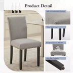 Lot de 2 chaises de salle à manger rembourrées avec garniture cloutée, chaises de salle à manger Parsons avec pieds en bois, chaises d'appoint en tissu pour la cuisine