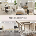 Lot de 2 chaises de salle à manger rembourrées avec garniture cloutée, chaises de salle à manger Parsons avec pieds en bois, chaises d'appoint en tissu pour la cuisine
