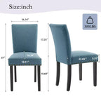 Lot de 2 chaises de salle à manger rembourrées avec garniture cloutée, chaises de salle à manger Parsons avec pieds en bois, chaises d'appoint en tissu pour la cuisine