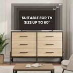 Commode 6 tiroirs pour chambre avec très grand espace de rangement, armoire en bois autoportante pour salon