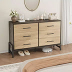 Commode 6 tiroirs pour chambre avec très grand espace de rangement, armoire en bois autoportante pour salon