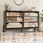 Commode 6 tiroirs pour chambre avec très grand espace de rangement, armoire en bois autoportante pour salon