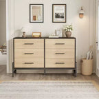 6-Drawer Dresser for Bedroom with Extra-Large Storage Space, Freestanding Wooden Wardrobe for Living Room