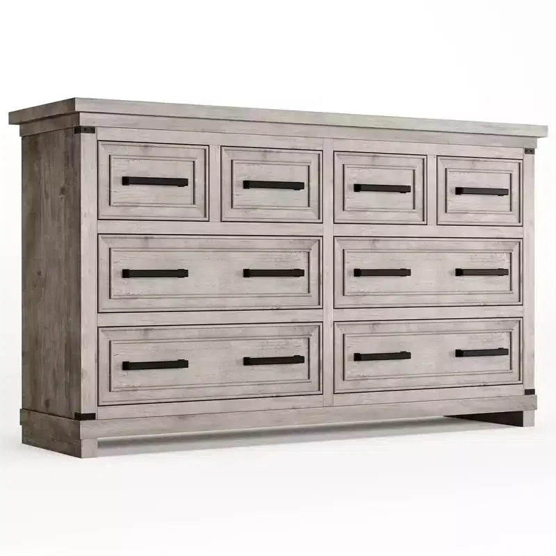 Commode de chambre à 8 tiroirs, 55 po de large, en bois avec poignées métalliques, grande commode meuble TV, organisateur de commodes de rangement pour placard, chambre à coucher