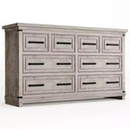 Commode à 8 tiroirs pour chambre à coucher, commode en bois de 55" de large avec poignées métalliques, grande commode meuble TV, commode de rangement pour placard, chambre à coucher