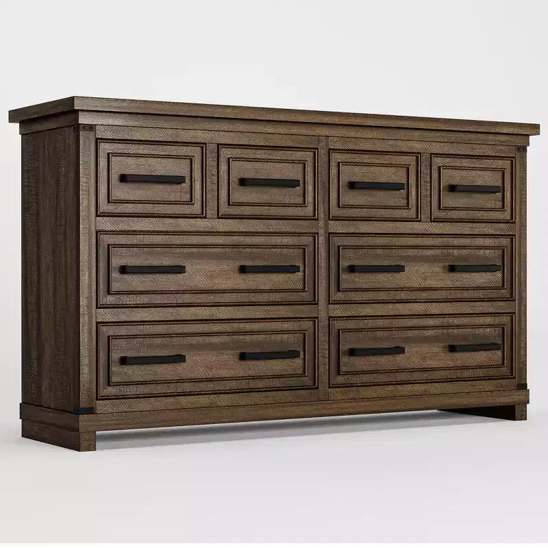 Commode de chambre à 8 tiroirs, 55 po de large, en bois avec poignées métalliques, grande commode meuble TV, organisateur de commodes de rangement pour placard, chambre à coucher