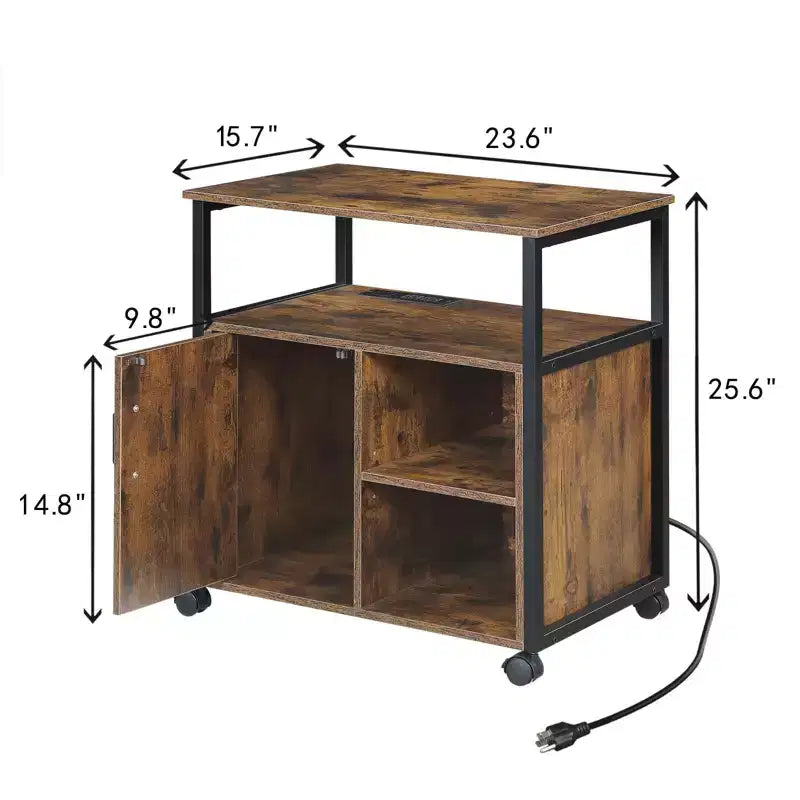 Classeur en bois et métal avec ports de chargement intégrés