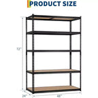 Étagères de Rangement de Garage à 5 Niveaux, 48 po L x 24 po L x 72 po H, Étagères de Rangement Robustes avec Étagère Réglable pour Garde-Manger et Entrepôt