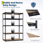 Étagères de Rangement de Garage à 5 Niveaux, 48 po L x 24 po L x 72 po H, Étagères de Rangement Robustes avec Étagère Réglable pour Garde-Manger et Entrepôt