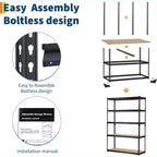 Étagères de Rangement de Garage à 5 Niveaux, 48 po L x 24 po L x 72 po H, Étagères de Rangement Robustes avec Étagère Réglable pour Garde-Manger et Entrepôt