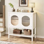 Farmhouse Coffee Bar Station w/2-Door Cabinet, Small Kitchen Cabinet with Open Shelf, Entryway Table with Storage for Dining Room, Kitchen, Hallway