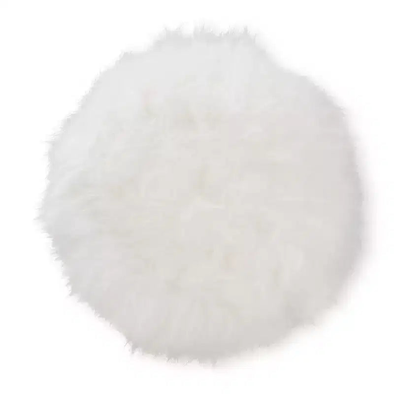 Pouffe en métal tapissé de fausse fourrure Blanc/Doré
