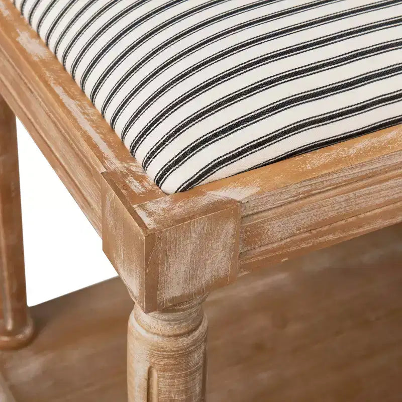 Banc Rembourré Aspect Vieilli Naturel : Style Cottage, Étagère de Rangement, Revêtement Polyester, Cadre en Bois