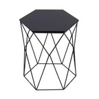Adore Decor Element Geometric Side Table Midnight Black: Hexagonal, Iron Frame, No Assembly Required